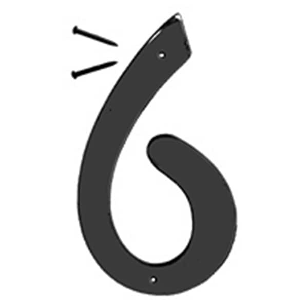 Hy-Ko 4 In Satin Black Finish Number 6, 5PK - A31306