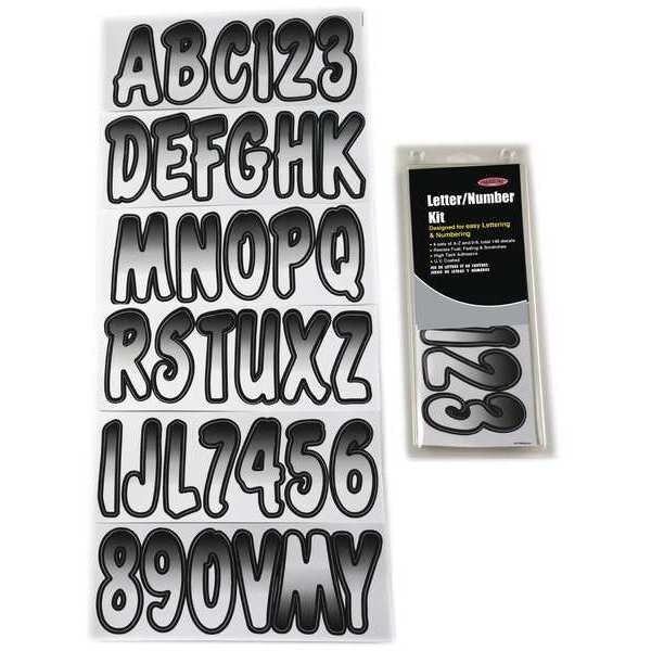 Hardline Products Number and Letter Combo Kit, White/Black - GWHBKG200