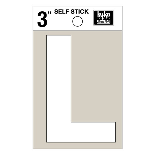 Hy-Ko 3In White Vinyl Letter L, 10PK - A30522