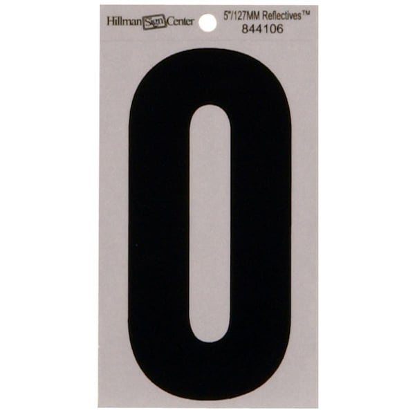 Hillman 5 in. Black & Silver Reflective Mylar Square Cut Self Adhesive Number 0 - 844106