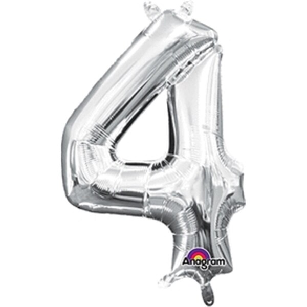 Anagram 16 in. Number 4 Silver Shape Air Fill Foil Balloon - 78529