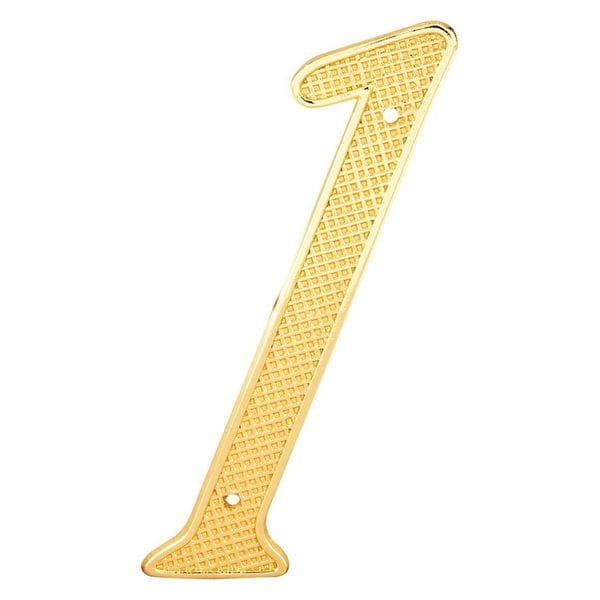 Primeline Tools 4 in. House Number 1, Diecast, Brass Finish (5 Pack) - MP4281-5