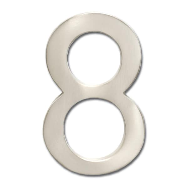 Architectural Mailboxes Brass 4 inch Floating House Number Satin Nickel 8 - 3582SN-8