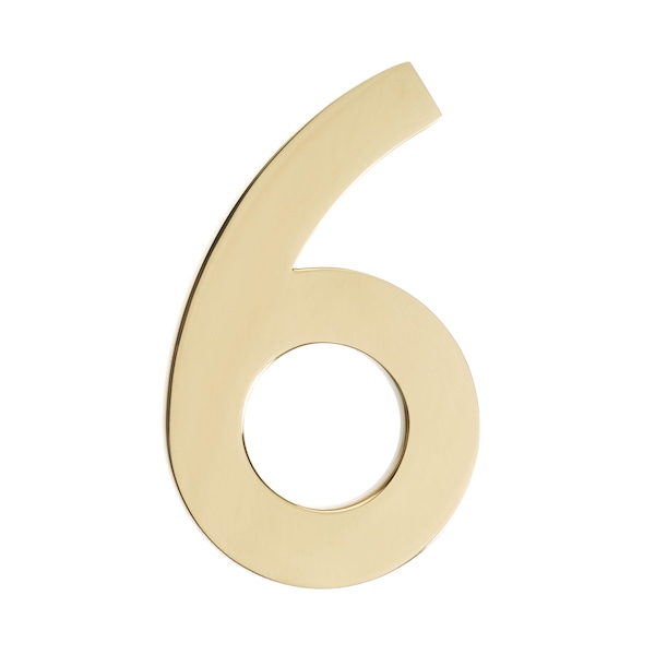 Architectural Mailboxes Brass 5 inch Floating House Number Polished Brass 6 - 3585PB-6