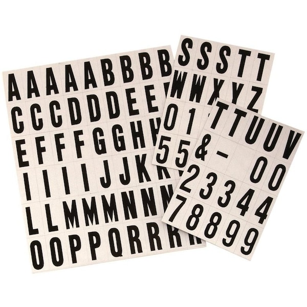 Hy-Ko Packaged Number and Letter Set, 34 in H Character, Black Character, Silver Background, Vinyl - MM-21