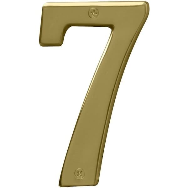 Hy-Ko Prestige Series House Number, Character 7, 5 in H Character, Brass Character, Solid Brass - BR-51PB/7