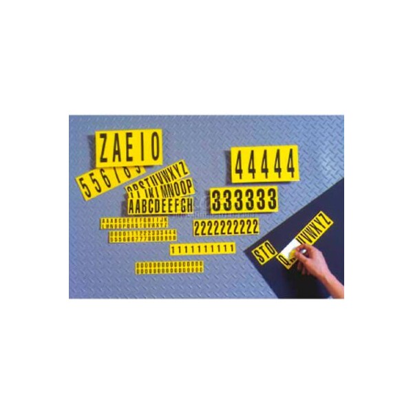 National Marker Co NMC Number Card 0-9, 10 Numbers/Card, 2inH, Yellow/Black, Pressure Sensitive Cloth - NPS14