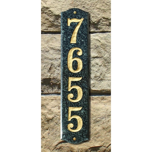 Qualarc 4.5 in. Wexford Vertical Emerald Green Polished Stone Color Solid Granite Address Plaque - WEX-4719-EP