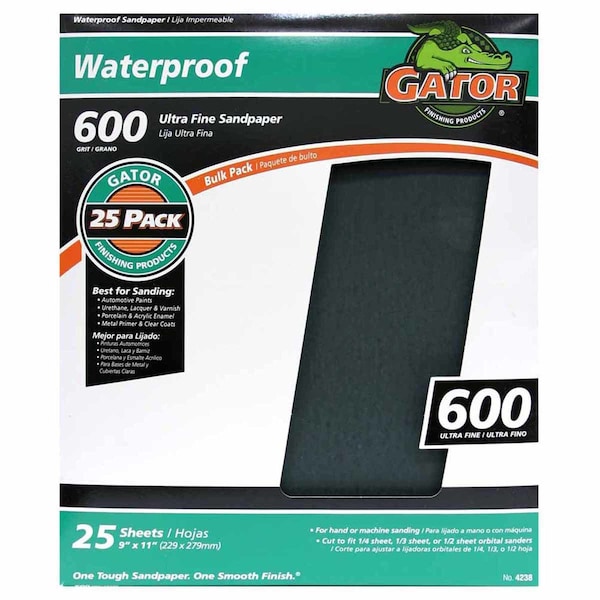 Gator Grit Gator 11 in. L X 9 in. W 600 Grit Silicon Carbide Waterproof Sandpaper 1 pk - 3280