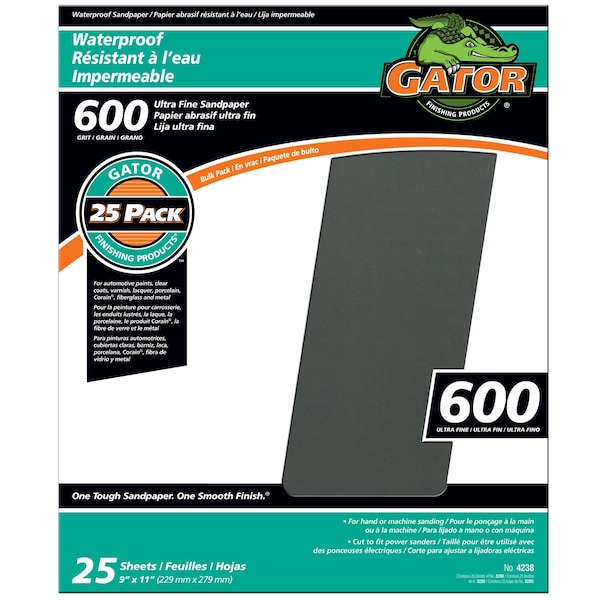 Gator Grit Gator 11 in. L X 9 in. W 600 Grit Silicon Carbide Waterproof Sandpaper 1 pk - 3280