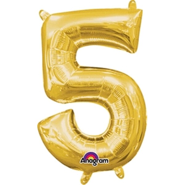 Anagram 16 in. Number 5 Gold Shape Air Fill Foil Balloon - 78532