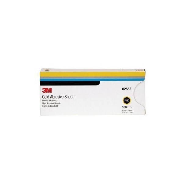 3M 3M Production Resinite Gold Sheet, 02553, 3 2/3 inx9 in, P180A, 100PK - 7010325645
