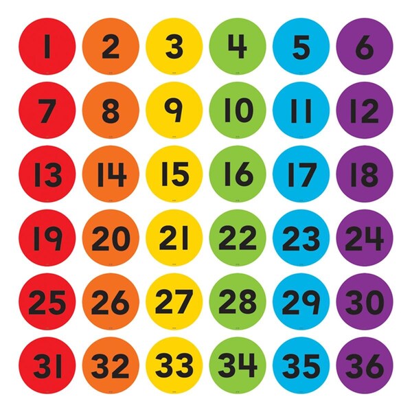 Teacher Created Resources Spot on Numbers 1-36 Floor Markers for Grade PK Plus, Multi Color - TE103813