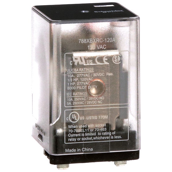 Relé de propósito general Schneider Electric, 120V AC Voltios de Bobina, Cuadrado, 8 Pines, DPDT - 788XBXRC-120A