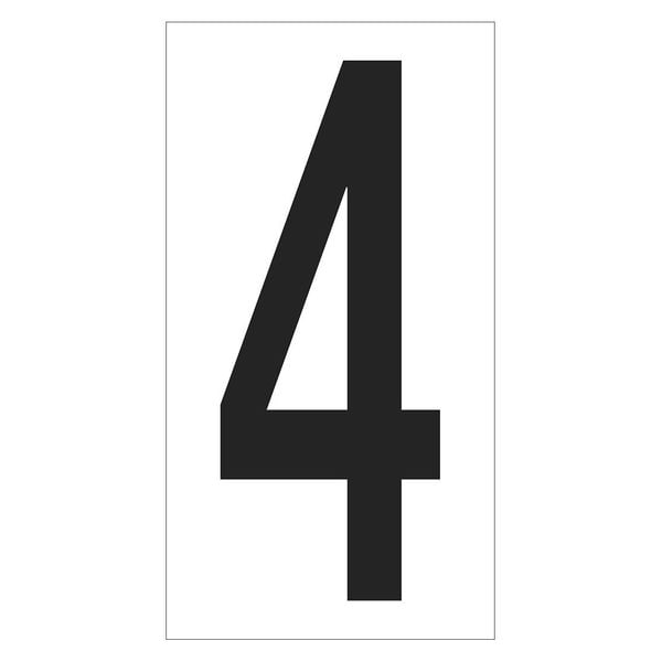 Partners Brand Vinyl Warehouse Number Labels, "4", 3 1/2", Black/White, 50/Case - DL9304