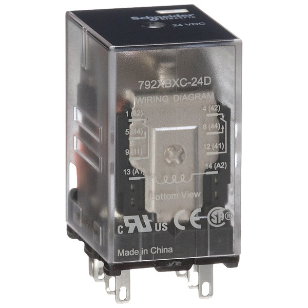 Relevador de uso general Schneider Electric, 24V DC en bobina, cuadrado, 8 pines, DPDT - 792XBXC-24D.