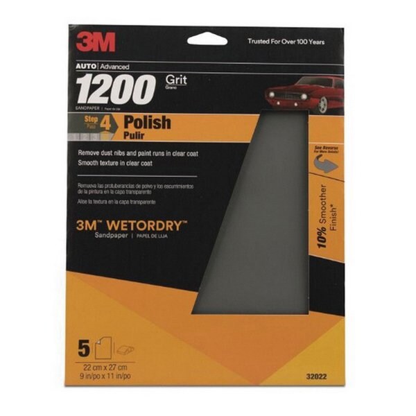 3M 3M WetordrySandpaper, 32022, 1200 Grit, 9 inch x 11 inch, 5PK - 7010364780