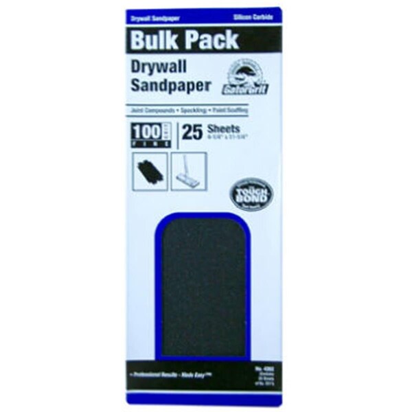 Gator Finishing 4262 4.25 in. x 11.25 in. Medium 100 Grit Drywall Sandpaper- 25 Count - 500389