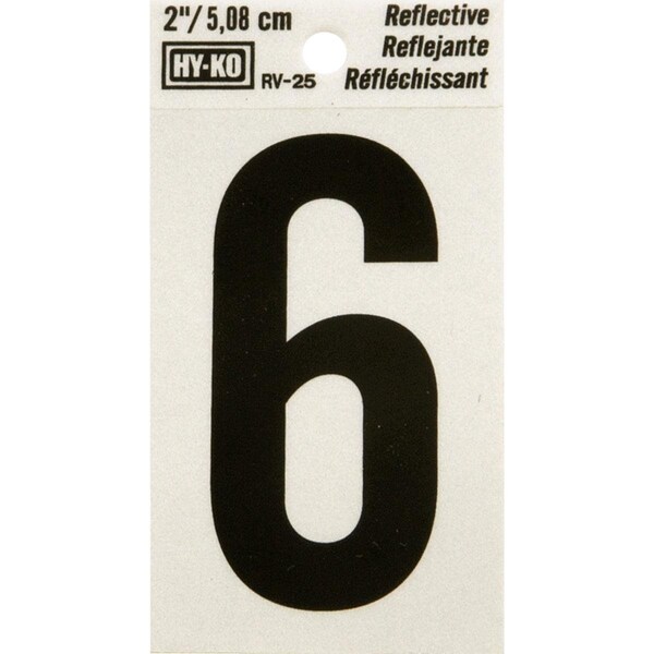 Hy-Ko Vinyl 2 In. Reflective Adhesive Number Six - RV-25/6