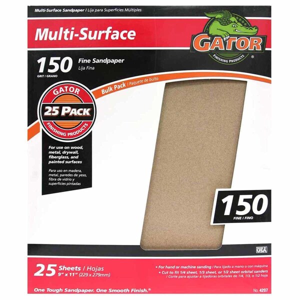 Gator Grit Gator 11 in. L X 9 in. W 150 Grit Aluminum Oxide All Purpose Sandpaper 1 pk - 3262