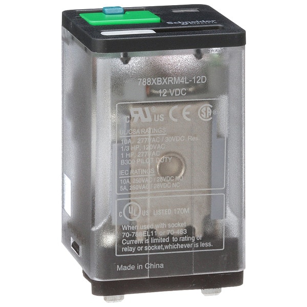 Relé de Propósito General de Schneider Electric, 12V CC Voltios de Bobina, Cuadrado, 8 Pines, DPDT - 788XBXRM4L-12D