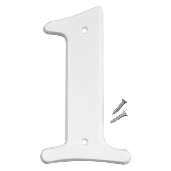 Hy-Ko 6In White Plastic Number 1, 5PK - A30301