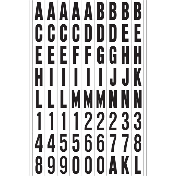 Hy-Ko 1In Black/White Numbers/Letters, 10PK - A02107