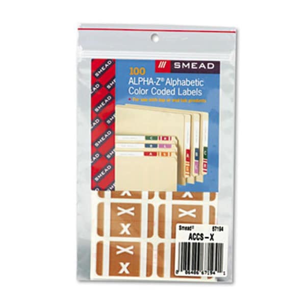 Made-To-Stick Alpha-Z Color-Coded Second Letter Labels- Letter X- Light Brown, 100PK - MA620071