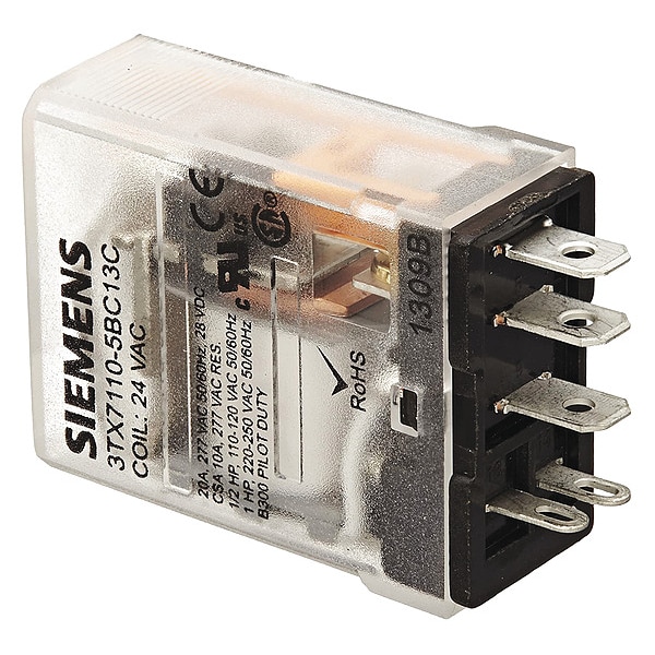 Relevador Siemens Plug-In, 24V AC Voltaje de bobina, Cuadrado, 5 Pines, SPDT - 3TX7110-5BC13C