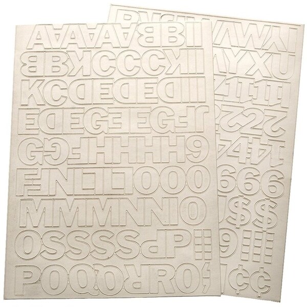 Hy-Ko Die-Cut Number and Letter Set, 1 in H Character, White Character, White Background, Vinyl - 30013