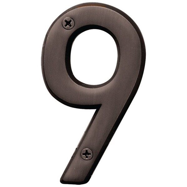 Hy-Ko Prestige Series House Number, Character: 9, 4 in H Character, Bronze Character, Solid Brass - BR-42OWB/9