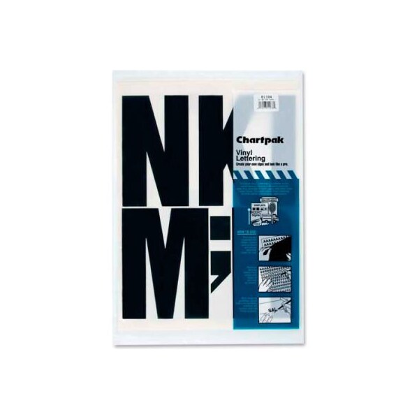 Chartpak Chartpak Vinyl Capital Letters, 6"H, 38 Letters, Black - 1184