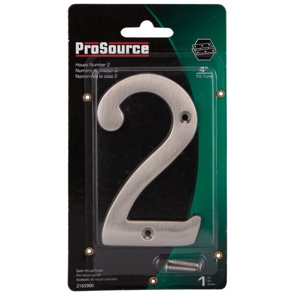 Prosource House Number, Character: 2, 4 in H Character, 2.28 in W Character - N-Z042SN-3L-PS