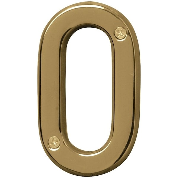 Hy-Ko Prestige Series House Number, Character: 0, 4 in H Character, Brass Character, Solid Brass - BR-42PB/0