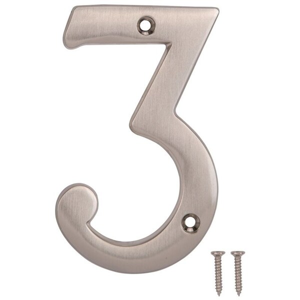 Prosource House Number, Character: 3, 4 in H Character, 2.36 in W Character - N-Z043SN-3L-PS