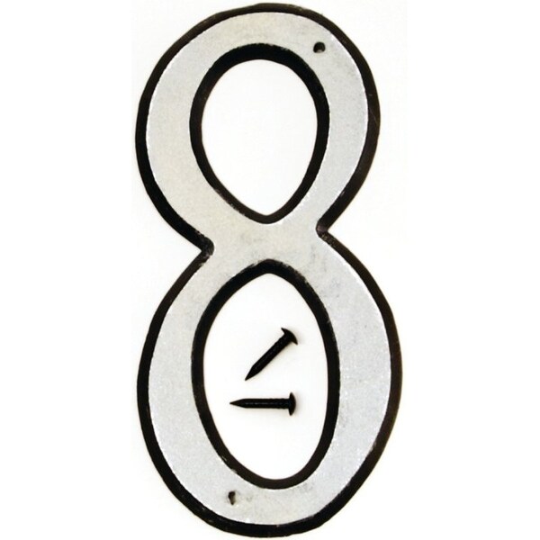 Hy-Ko 30600 Series House Number, Character: 8, 4 in H Character, Black/White Character, Plastic - 30608