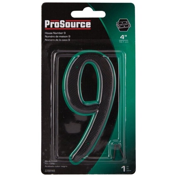 Prosource House Number, Character: 9, 4 in H Character, 2.28 in W Character - N-019-PS