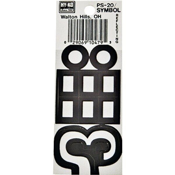 Hy-Ko Reflective Sign, Character:-, 3-1/4 in H Character, Black/White Character, Vinyl - PS-20/SYMB
