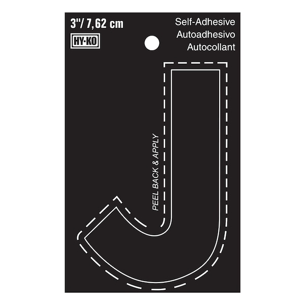 Hy-Ko 3In Black Vinyl Letter J, 10PK - A30420