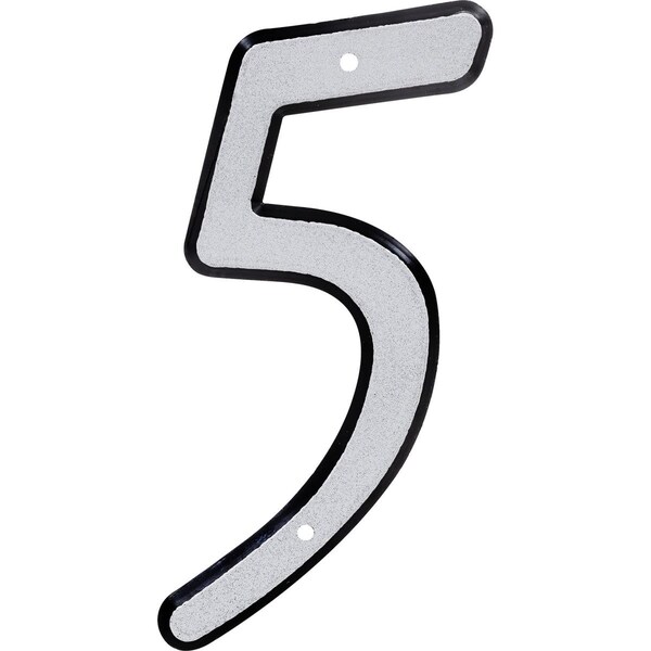 Hillman 4 in. Nail-On Reflective Plastic House Number - 5 -  3 Piece, 5PK - 841606