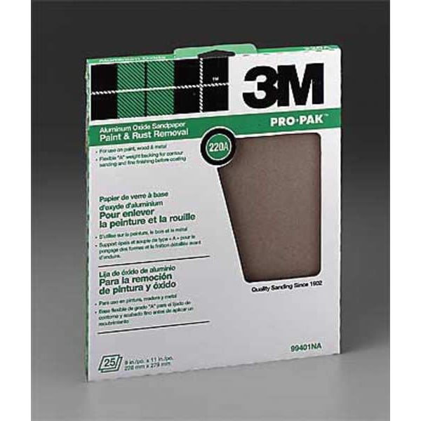3M Sanding Sheet, 11x9 In, 220 G, AlO, PK250 - 99401NA-CC