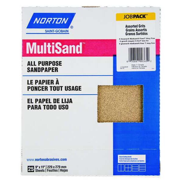 Norton Abrasives Sanding Sheet Asst, 25 Pc, 9x11 In - 07660700365
