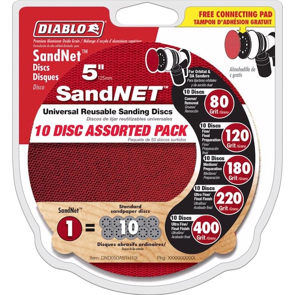 Diablo Diablo SandNet 5 in. L X 5 in. W Assorted Grit Ceramic Blend Sanding Disc 10 pk - DND050ASTH10I