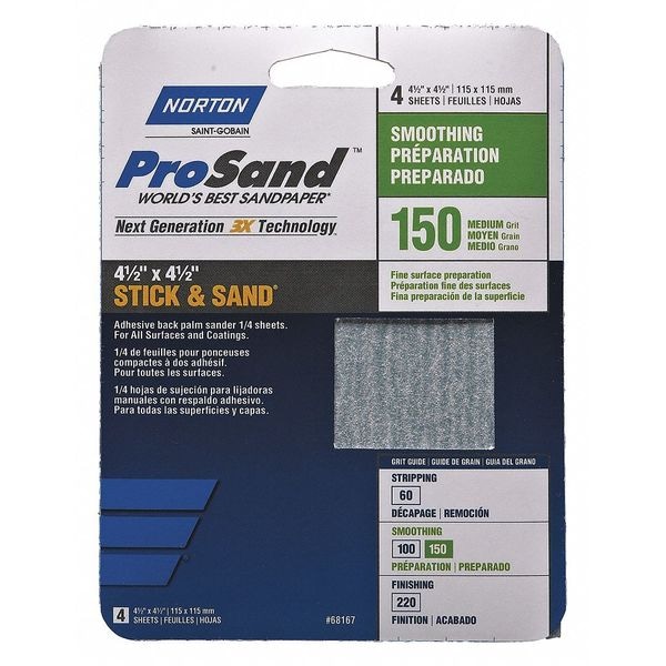 Norton Abrasives Sandpaper Sheet, Fine, 150 Grit, PK20 - 07660768171