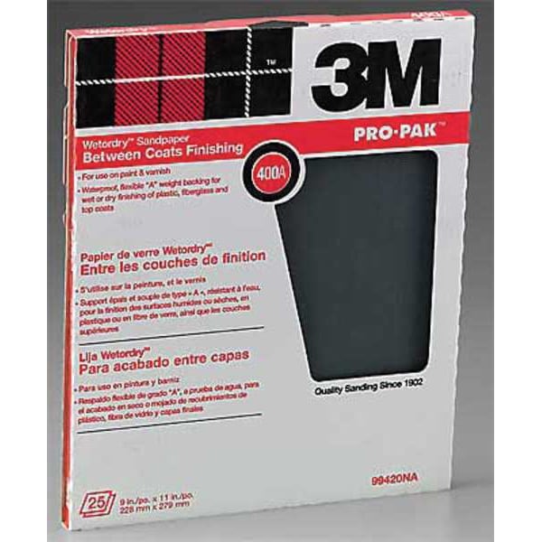 3M Sanding Sheet, 11x9 In, 400 G, SC, PK250 - 99420NA