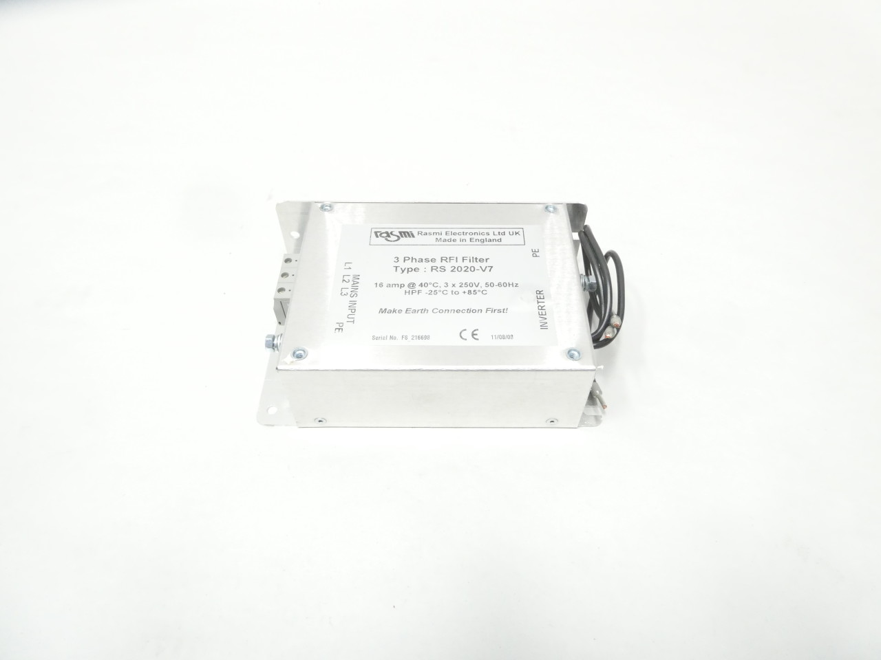 RASMI RS 2020-V7 3 PHASE RFI FILTER 16A AMP 250V-AC LINE FILTER - MRO ...