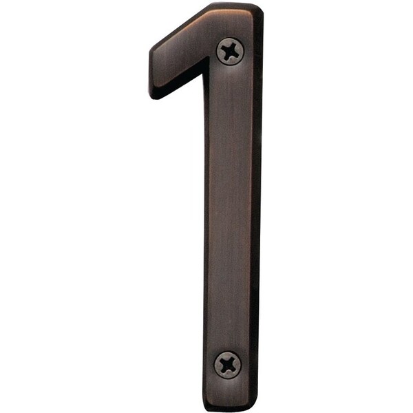 Hy-Ko Prestige Series House Number, Character: 1, 4 in H Character, Bronze Character, Solid Brass - BR-42OWB/1