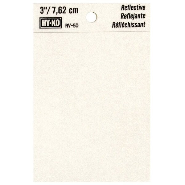 Hy-Ko Reflective Sign, Character: Blank, 3 in H Character, Black Character, Silver Background, Vinyl - RV-50/BLNK