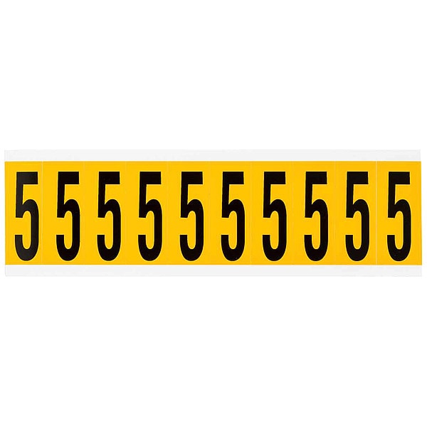 Brady Number Label, 5, 2-1/4in.Hx7/8in.W, Vinyl - 1534-5