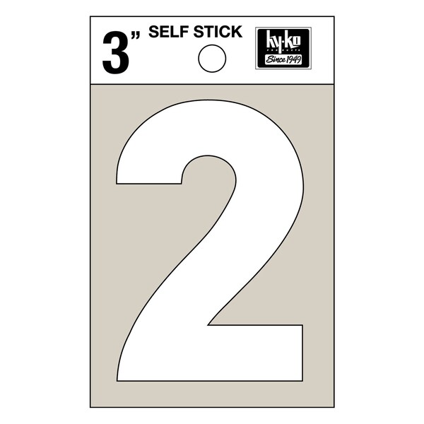 Hy-Ko 3In White Vinyl Number 2, 10PK - A30502